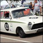 White Ford Cortina Lotus Mk1 CPB408B at the Silverstone Classic 
