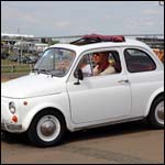 White Fiat 500 at the Silverstone Classic 2013