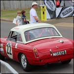 Red MG MGB MAS672 at the Silverstone Classic 2013